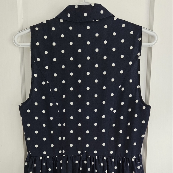 Navy and white polka polka dot tank dress - Picture 2 of 11